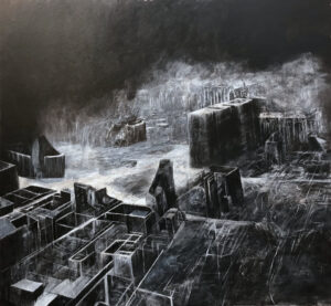 Atmosphere 1, ink on paper, 92x92cm